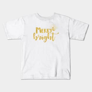 Merry and Bright Faux Gold Kids T-Shirt